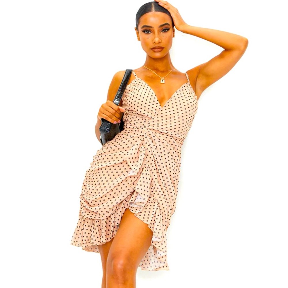 Polka dot strap mini-dress